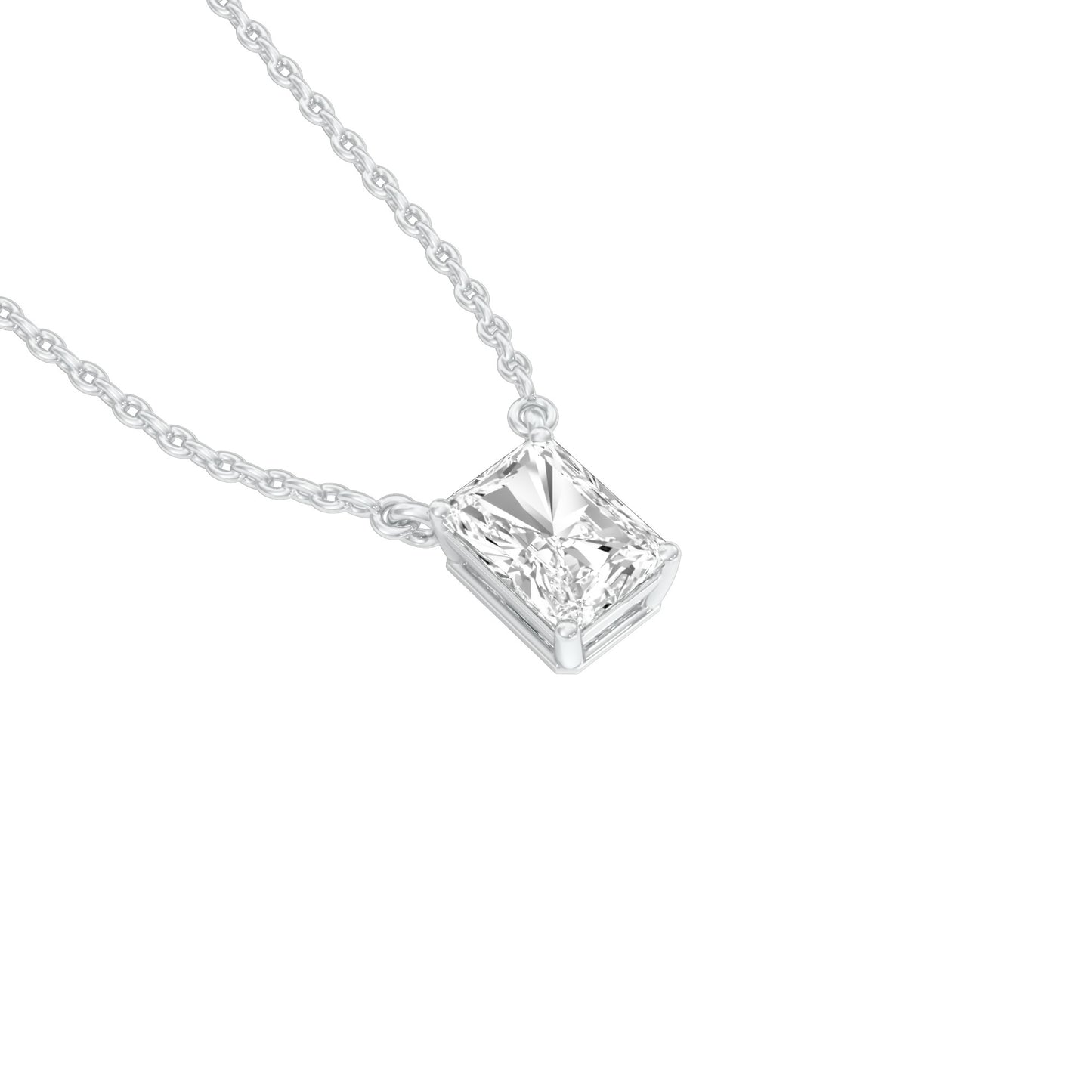 Classic Emerald Diamond Pendant 18 KT / White Gold