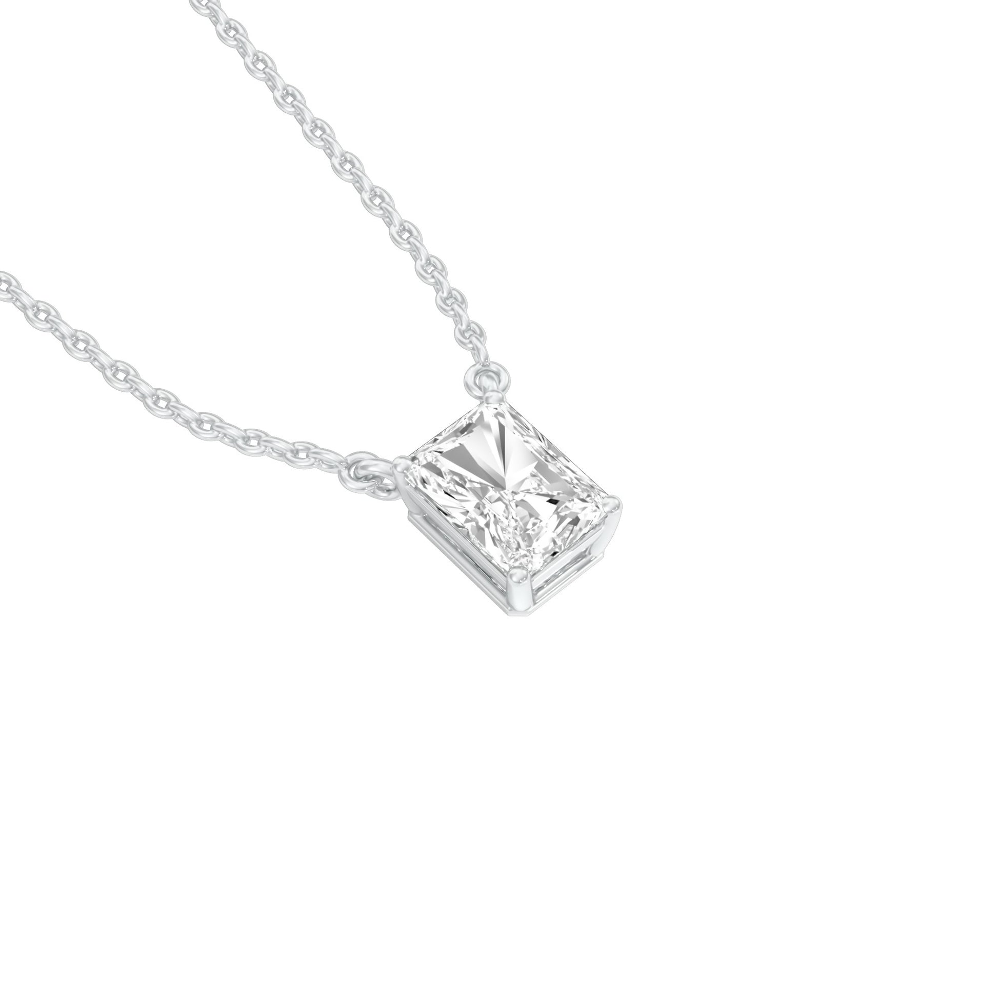 Classic Emerald Diamond Pendant 18 KT / White Gold