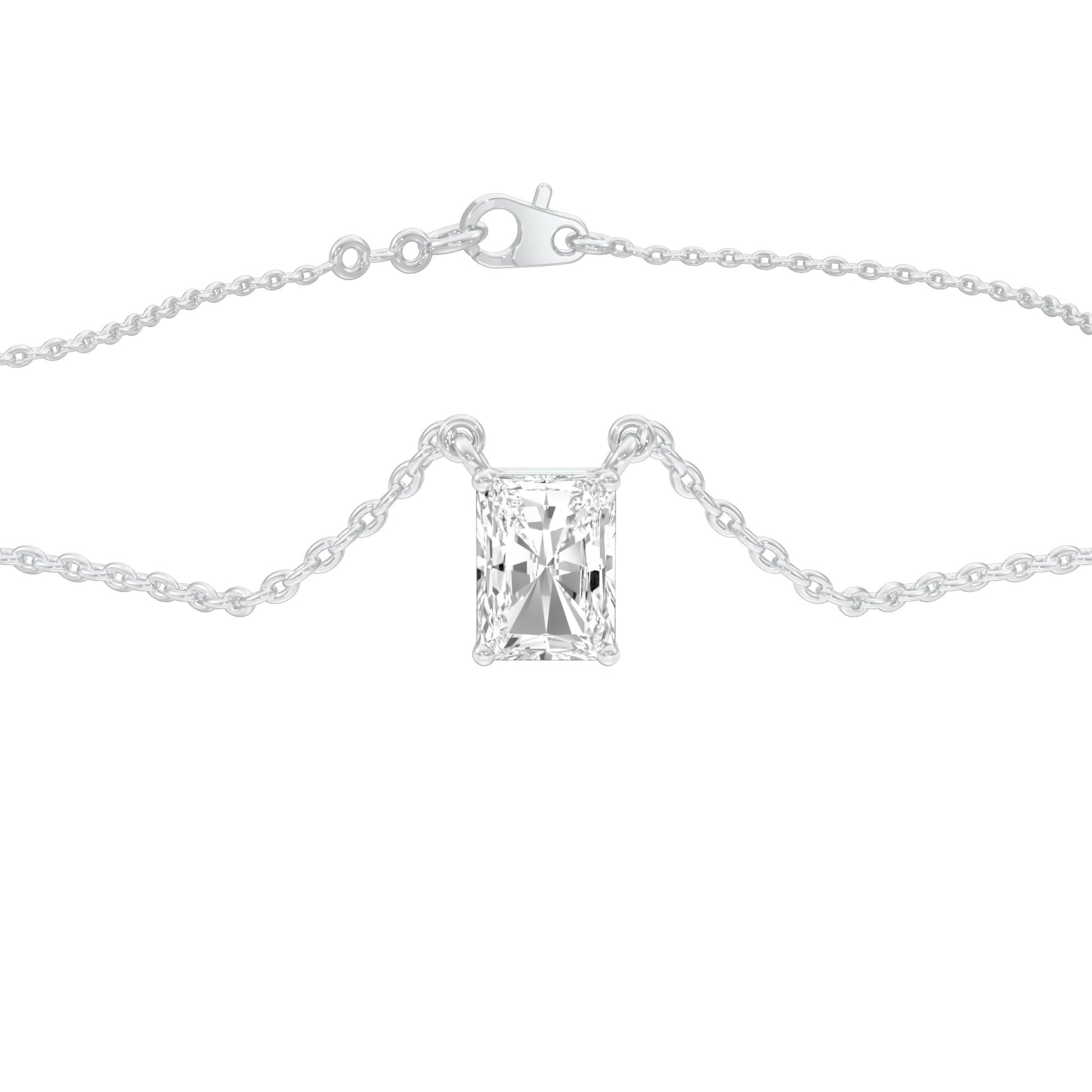 Classic Emerald Diamond Pendant 18 KT / White Gold