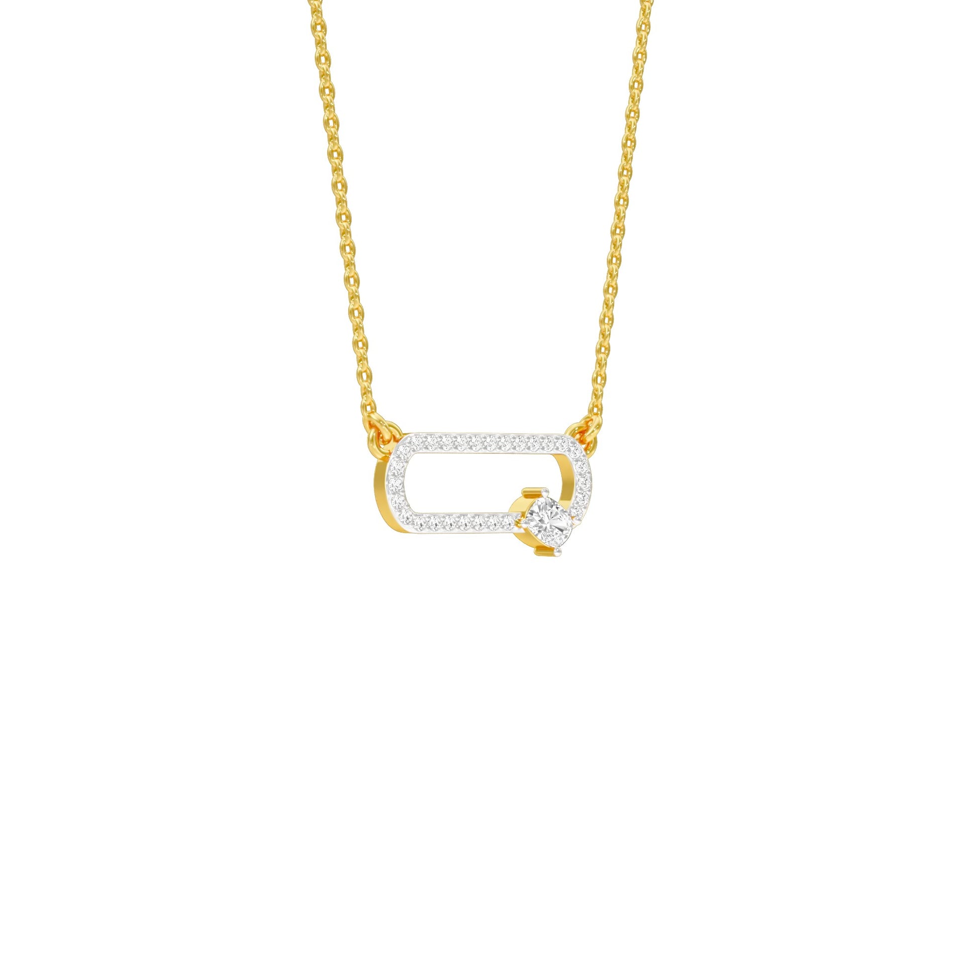 Seamless Link Diamond Pendant 18 KT / Yellow Gold