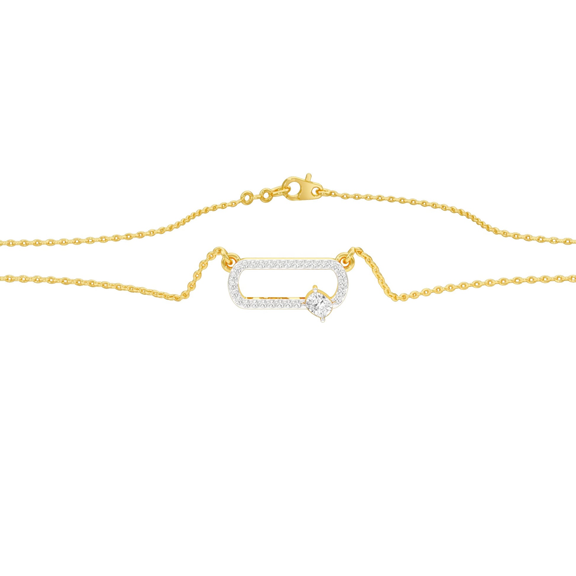 Seamless Link Diamond Pendant 18 KT / Yellow Gold