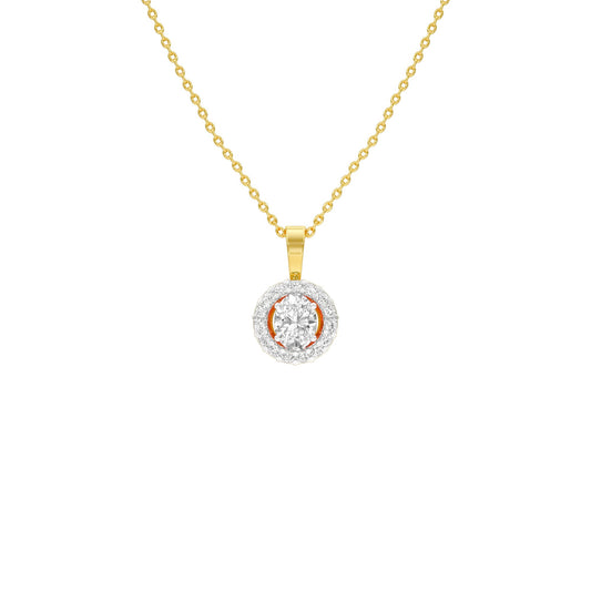 Halo Drop Diamond Pendant 18 KT / Yellow Gold