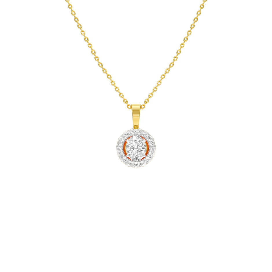 Halo Drop Diamond Pendant 18 KT / Yellow Gold