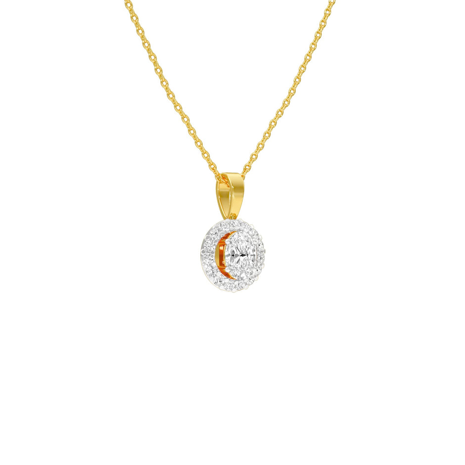 Halo Drop Diamond Pendant 18 KT / Yellow Gold
