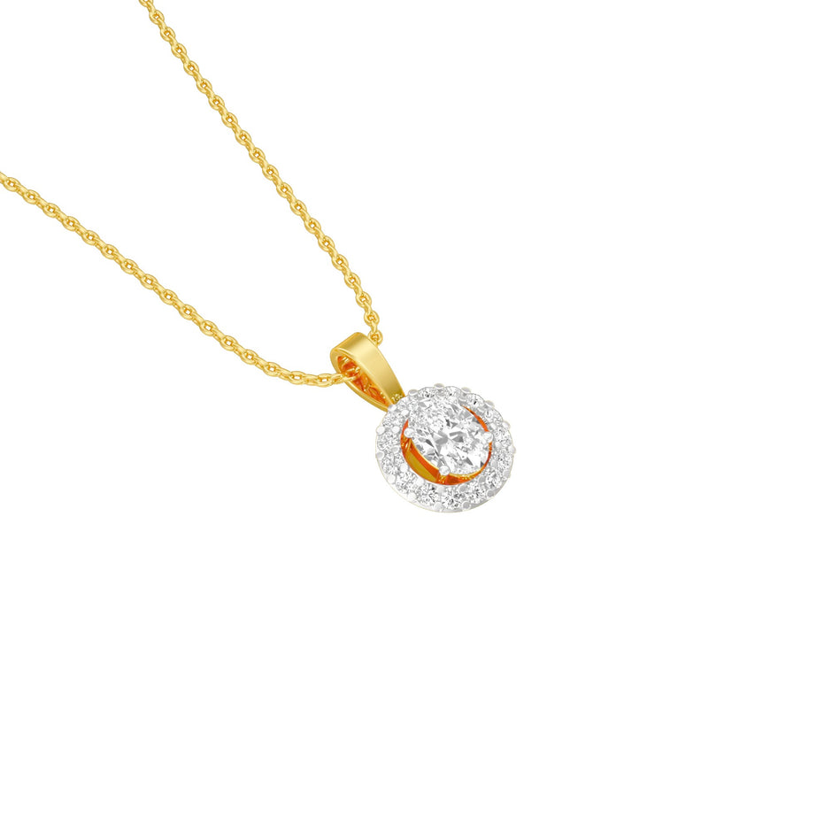 Halo Drop Diamond Pendant 18 KT / Yellow Gold