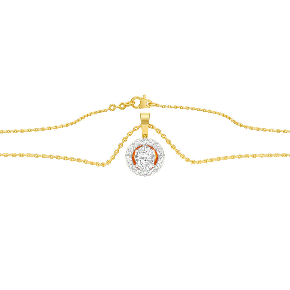 Halo Drop Diamond Pendant 18 KT / Yellow Gold