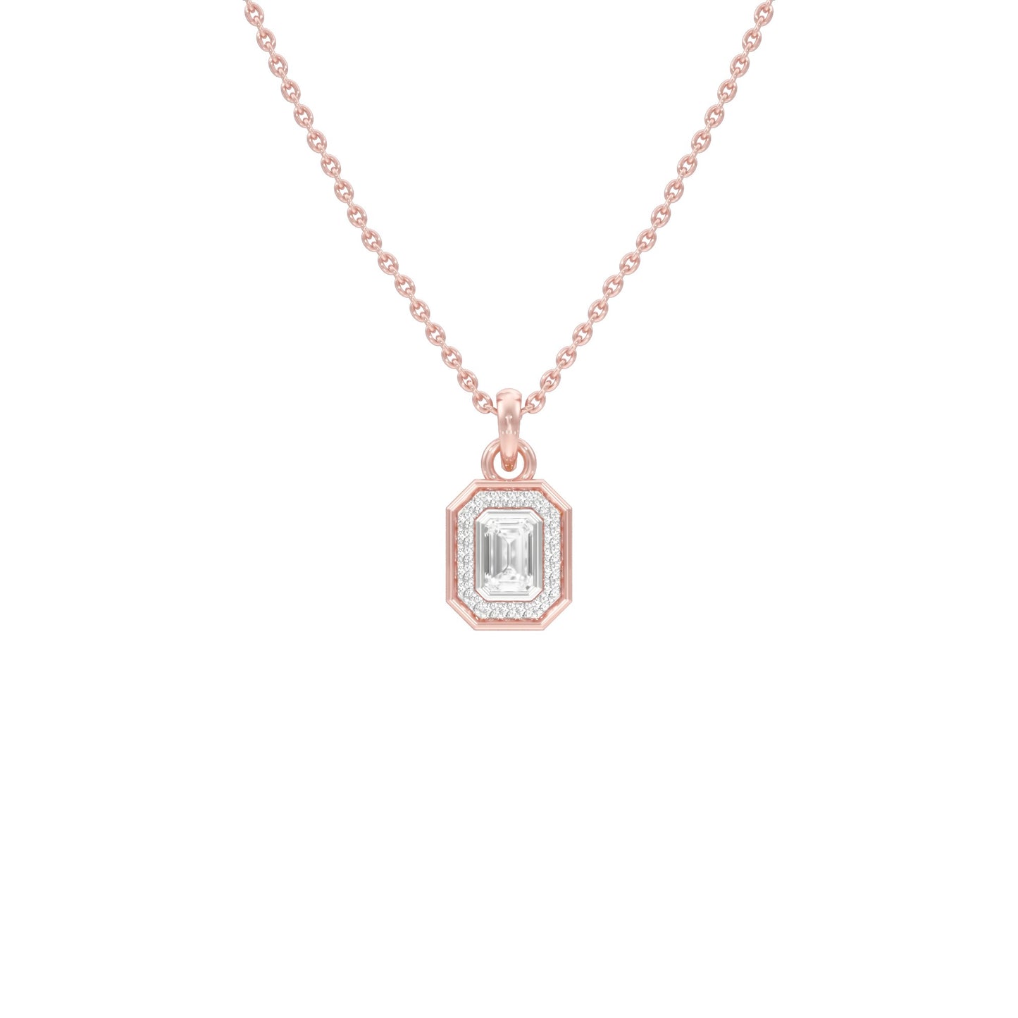 Fourfold Glow Halo Diamond Pendant