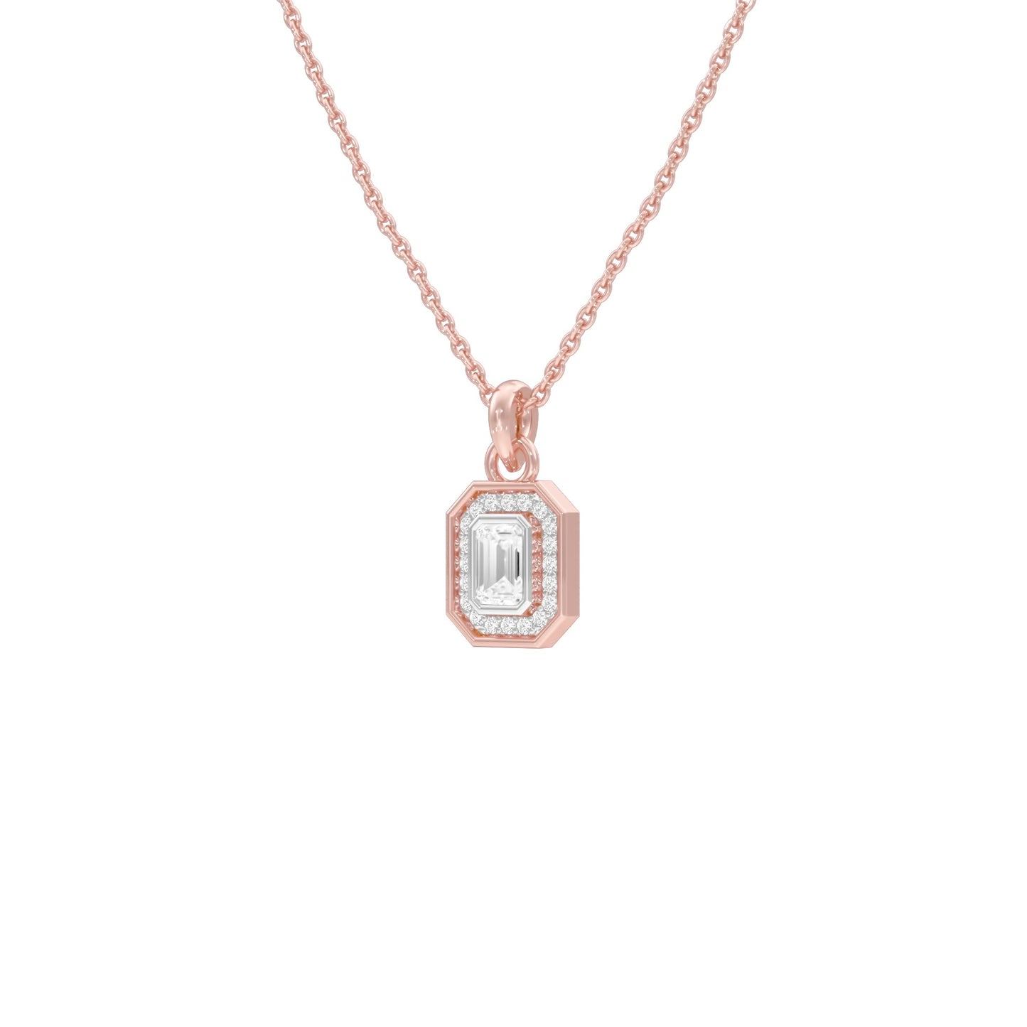 Fourfold Glow Halo Diamond Pendant