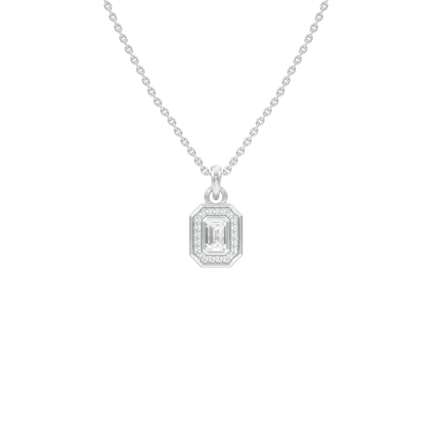 Fourfold Glow Halo Diamond Pendant