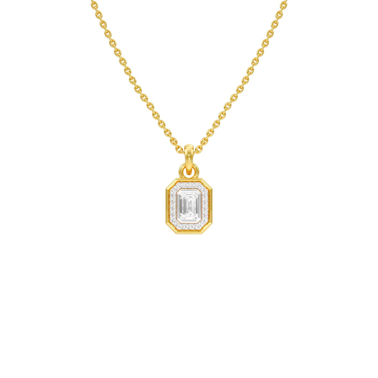 Fourfold Glow Halo Diamond Pendant