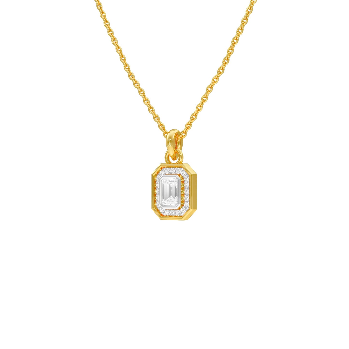 Fourfold Glow Halo Diamond Pendant