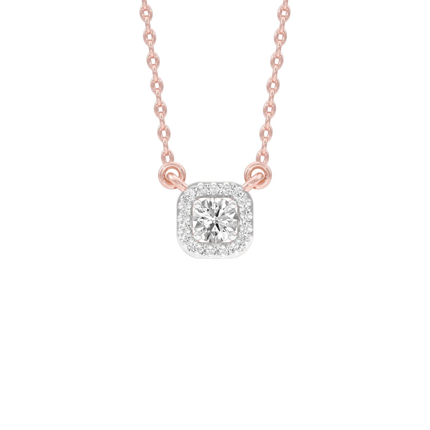 Minimalistic Ode Halo Diamond Pendant 18 KT / Rose Gold