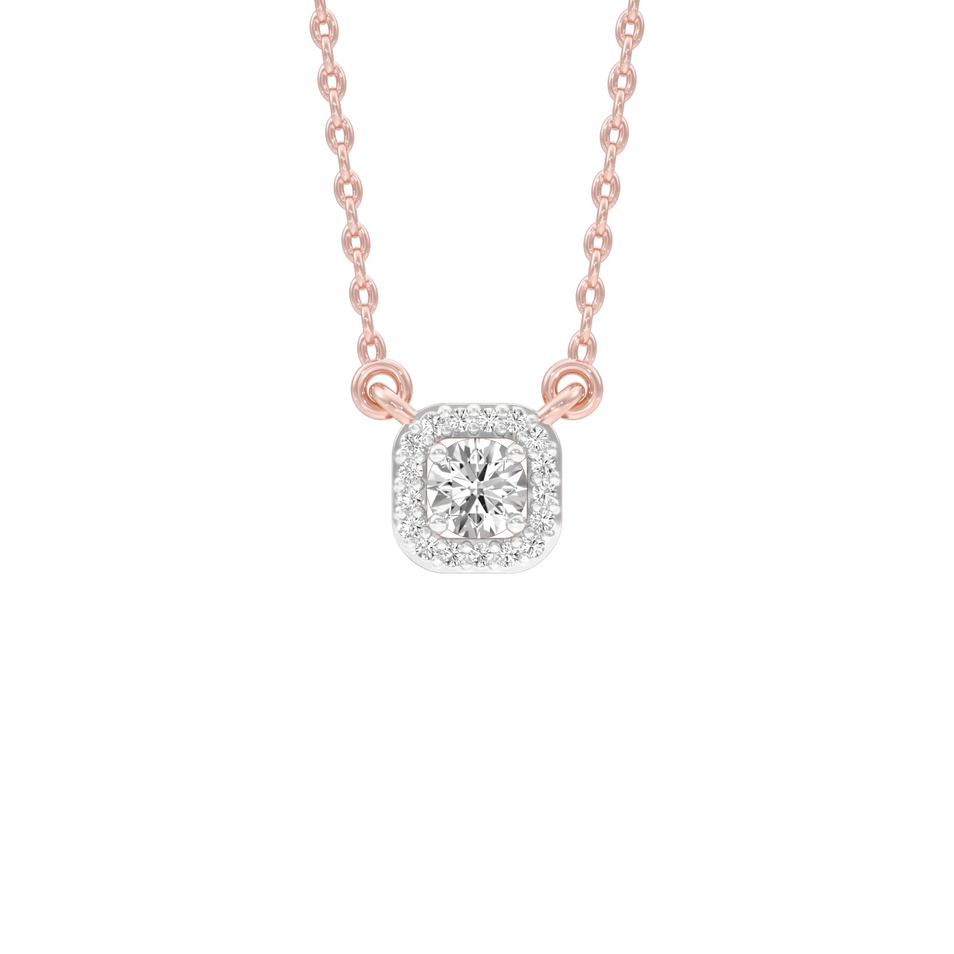Minimalistic Ode Halo Diamond Pendant 18 KT / Rose Gold