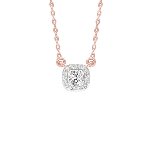 Minimalistic Ode Halo Diamond Pendant 18 KT / Rose Gold