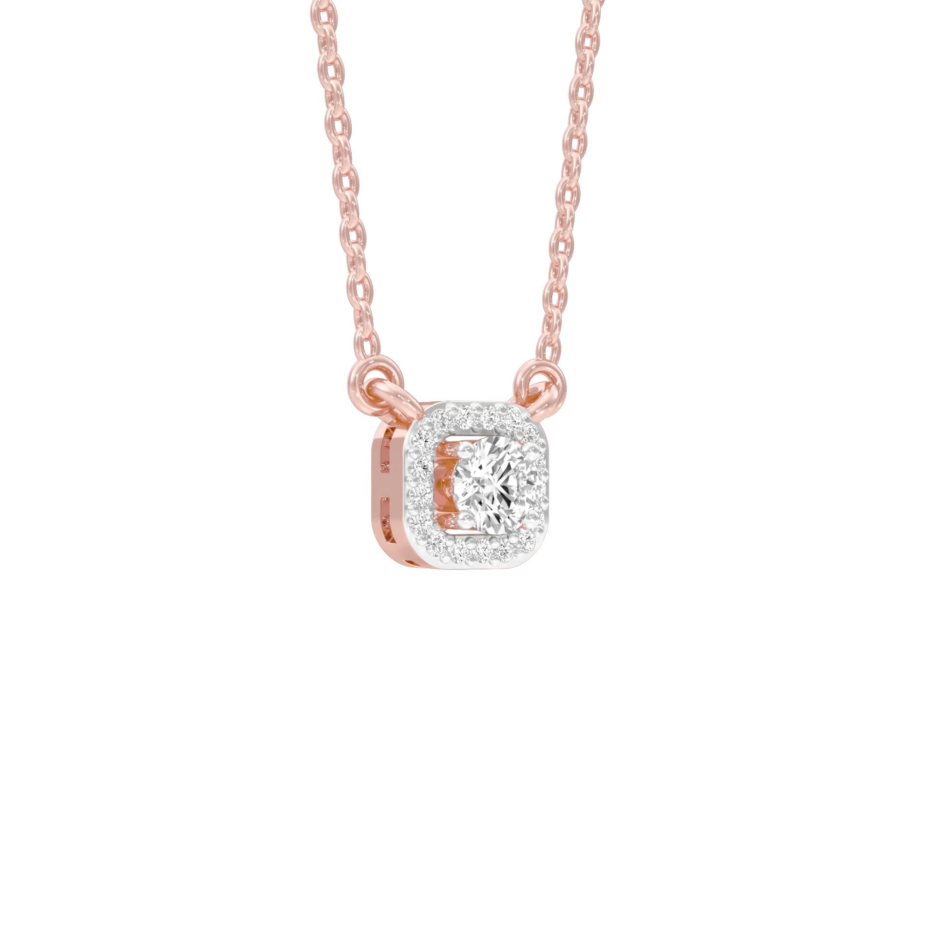 Minimalistic Ode Halo Diamond Pendant 18 KT / Rose Gold