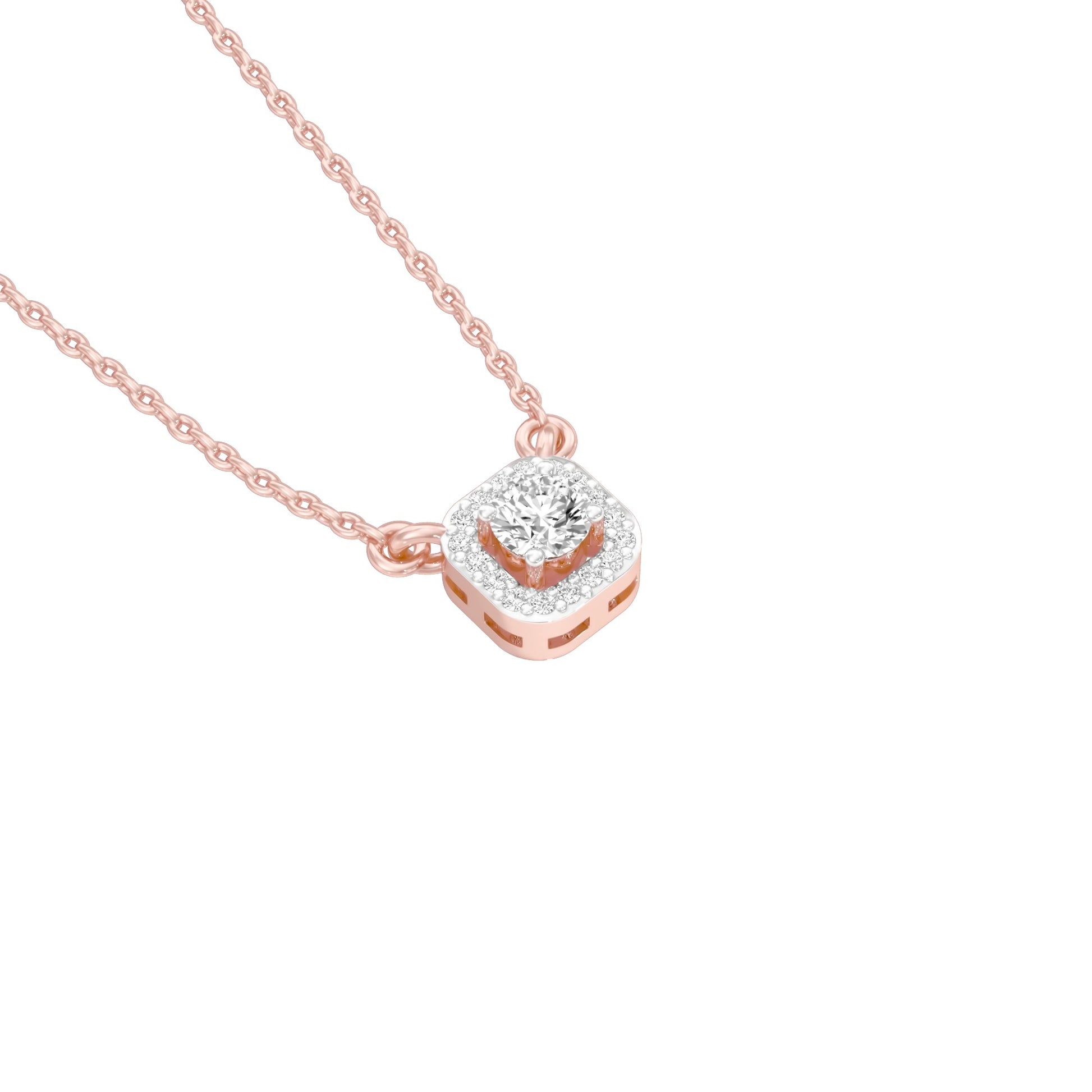 Minimalistic Ode Halo Diamond Pendant 18 KT / Rose Gold