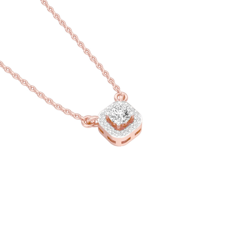 Minimalistic Ode Halo Diamond Pendant 18 KT / Rose Gold