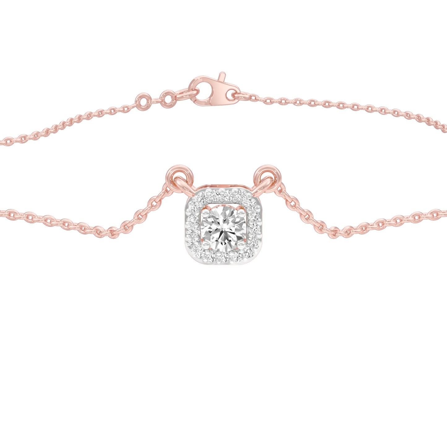 Minimalistic Ode Halo Diamond Pendant 18 KT / Rose Gold