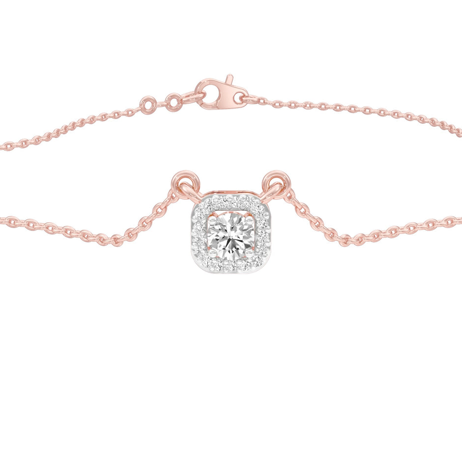 Minimalistic Ode Halo Diamond Pendant 18 KT / Rose Gold