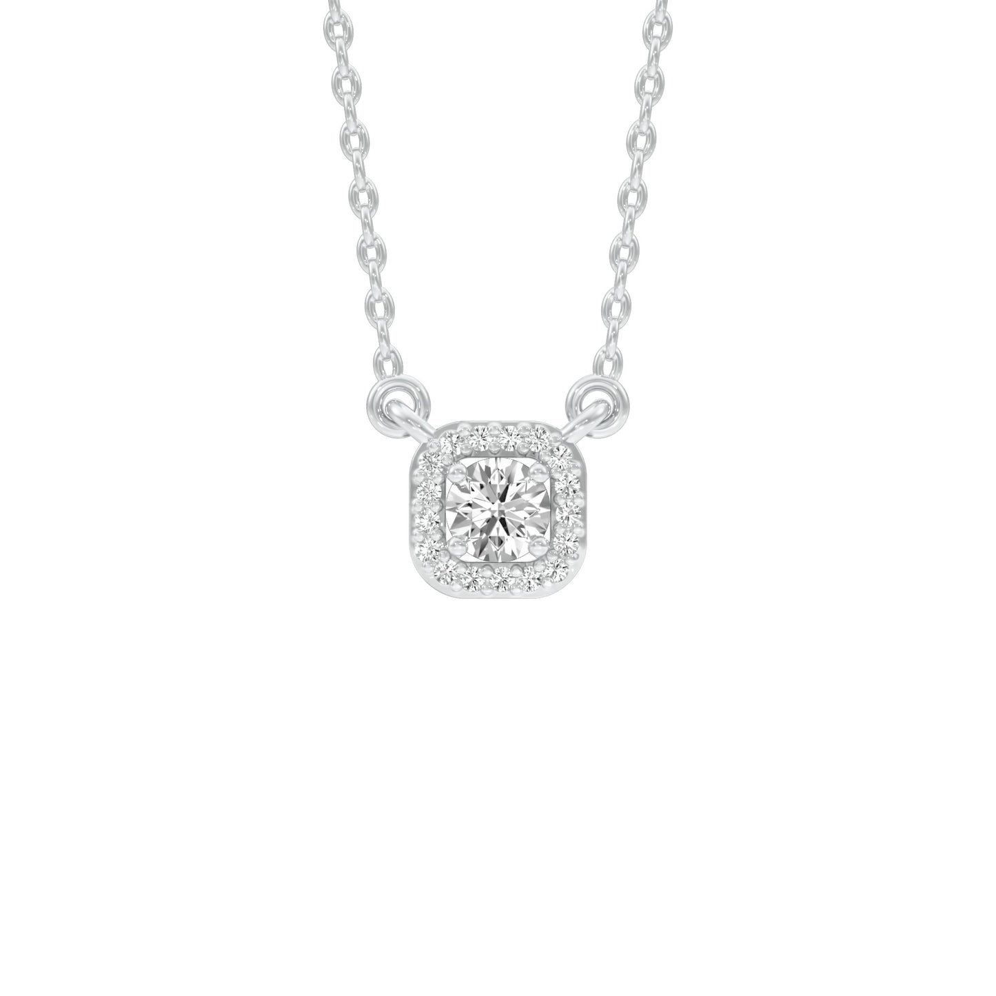 Minimalistic Ode Halo Diamond Pendant 18 KT / White Gold