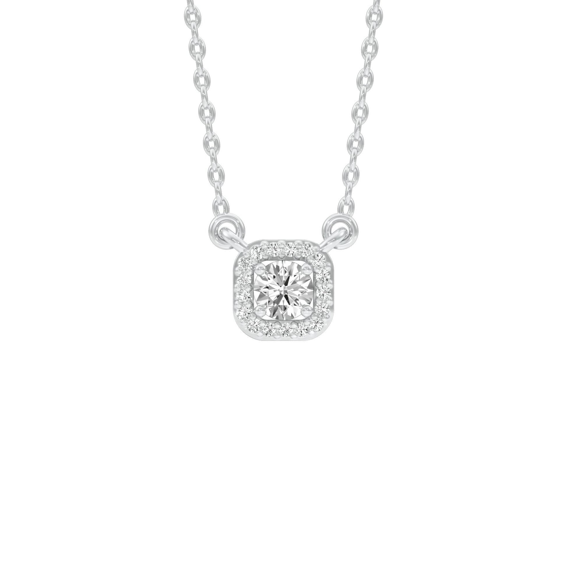 Minimalistic Ode Halo Diamond Pendant 18 KT / White Gold