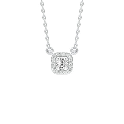 Minimalistic Ode Halo Diamond Pendant 18 KT / White Gold