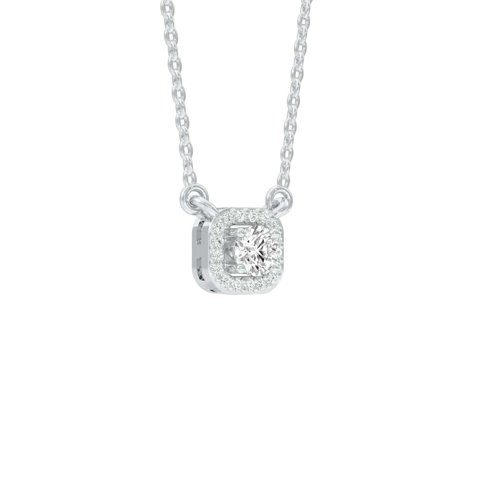 Minimalistic Ode Halo Diamond Pendant 18 KT / White Gold