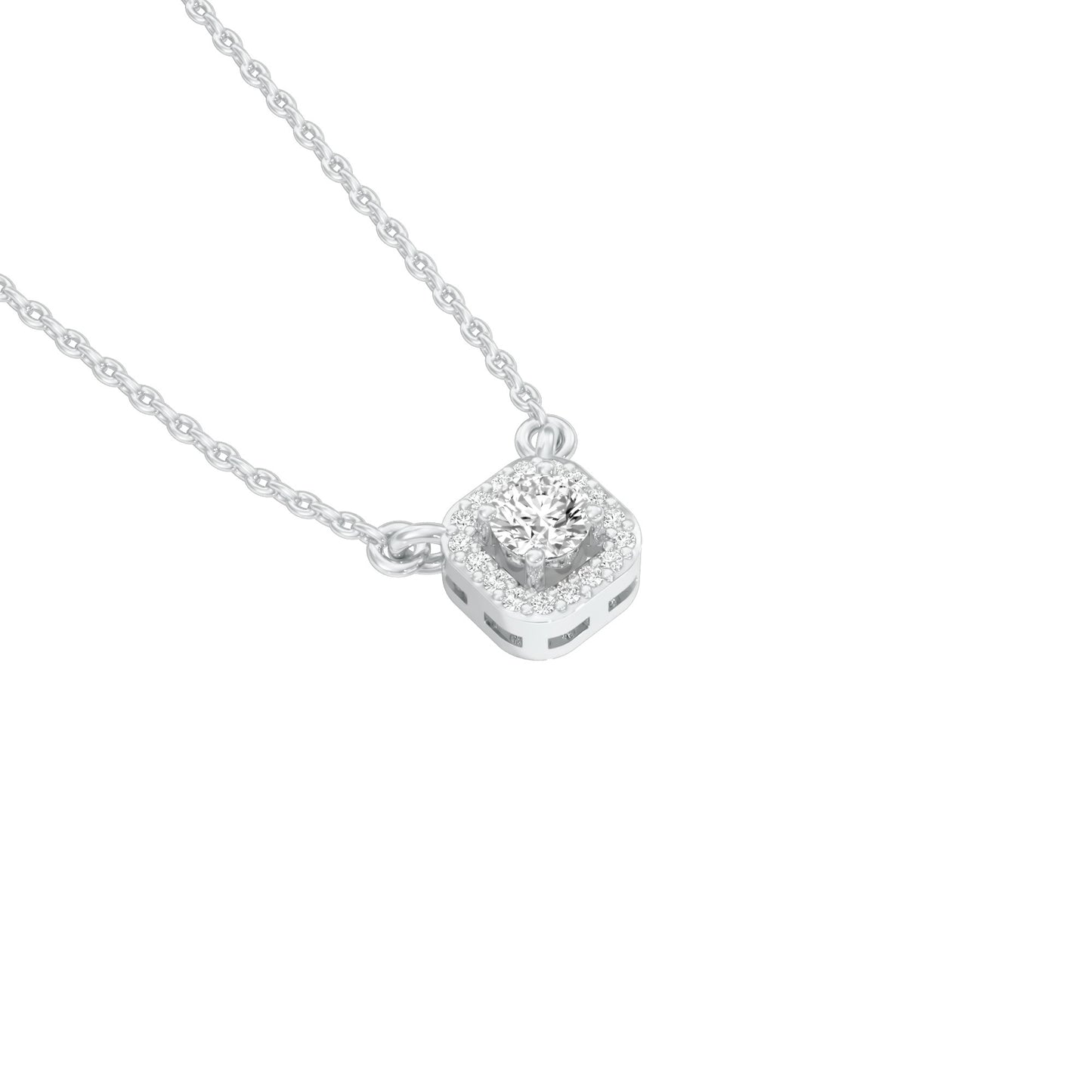 Minimalistic Ode Halo Diamond Pendant 18 KT / White Gold