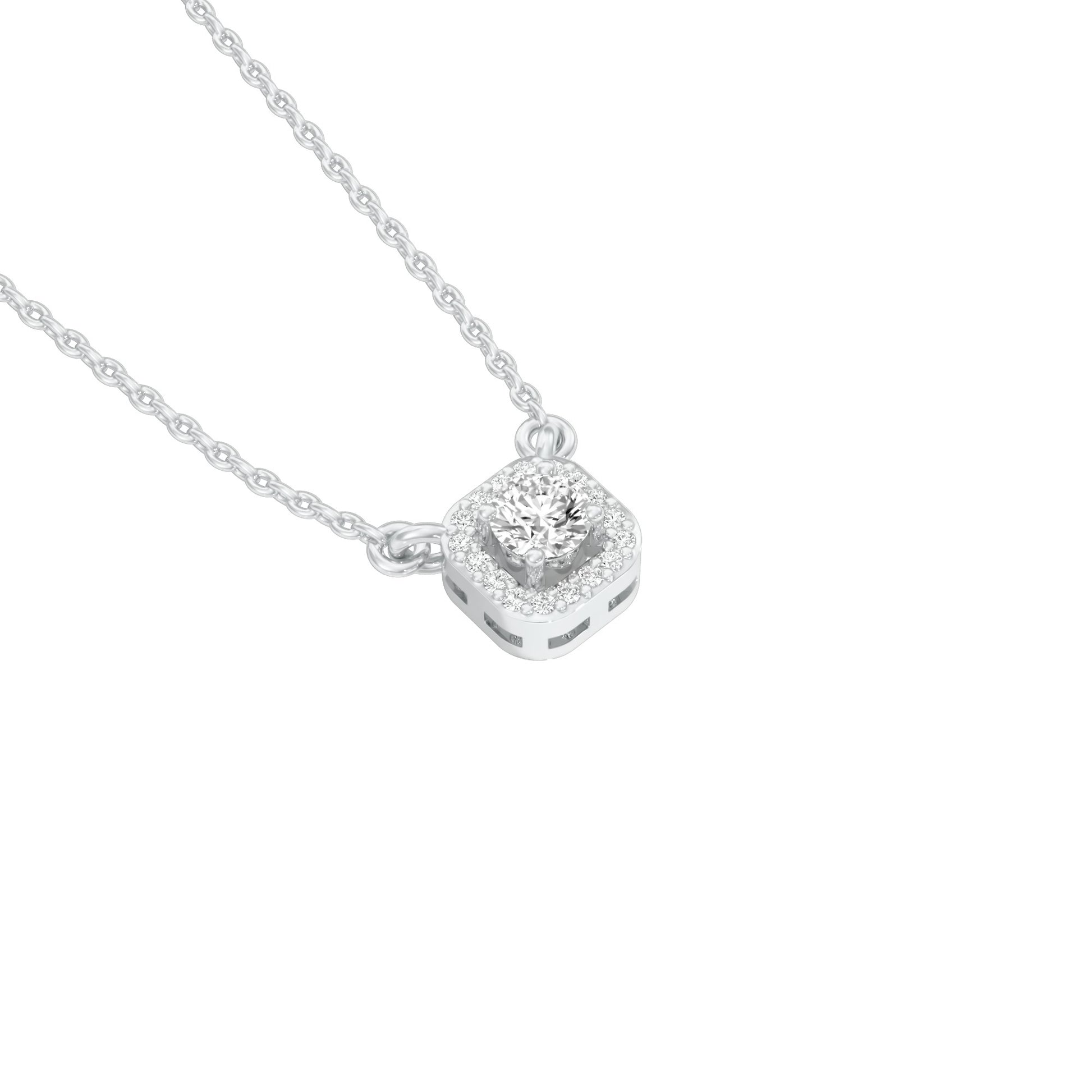 Minimalistic Ode Halo Diamond Pendant 18 KT / White Gold