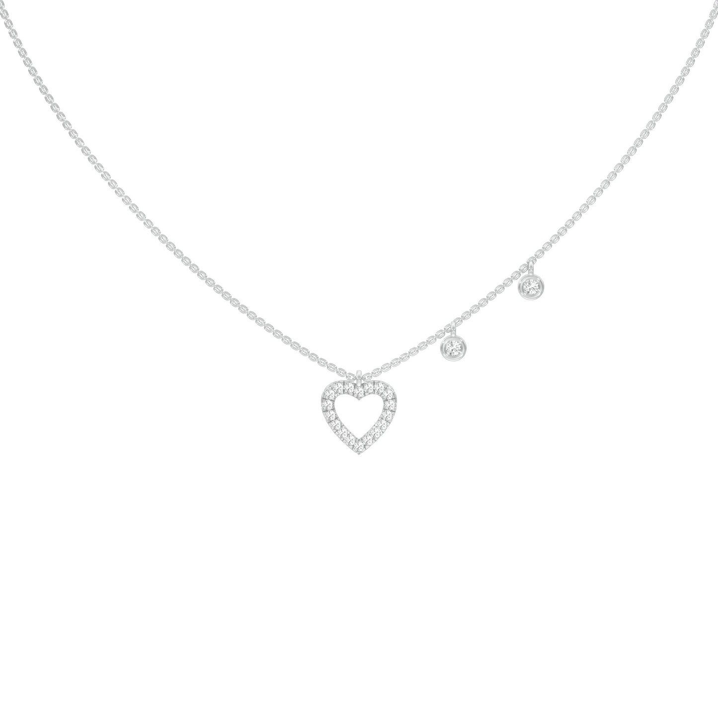 Mini Heart Diamond Pendant 18 KT / White Gold