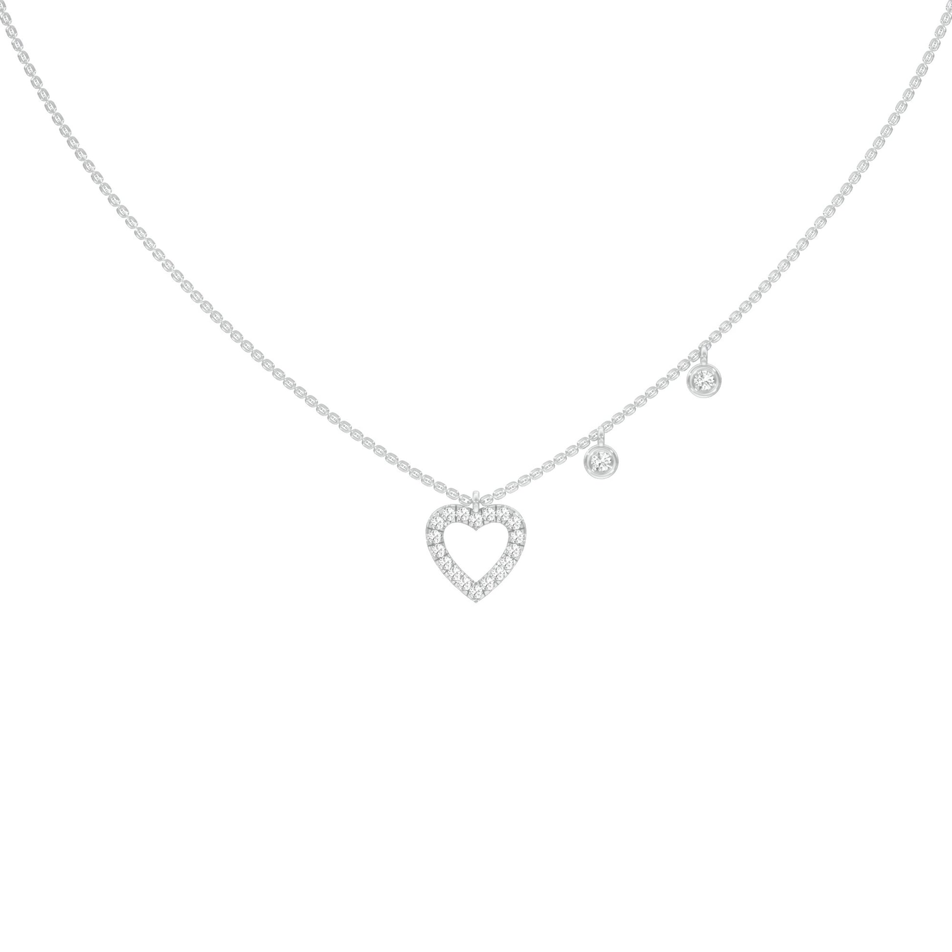 Mini Heart Diamond Pendant 18 KT / White Gold