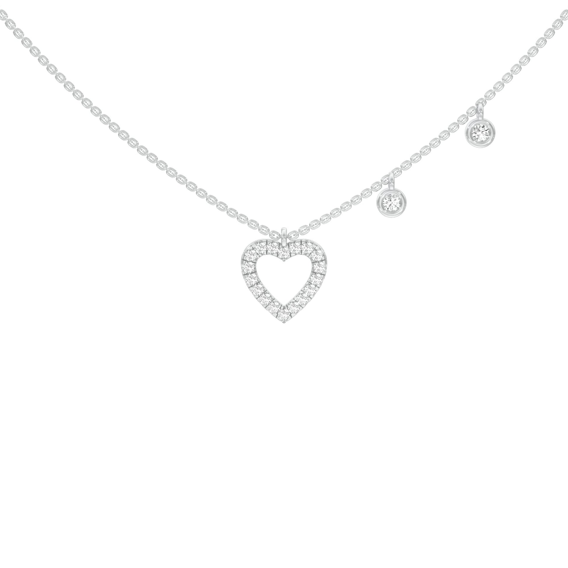 Mini Heart Diamond Pendant 18 KT / White Gold