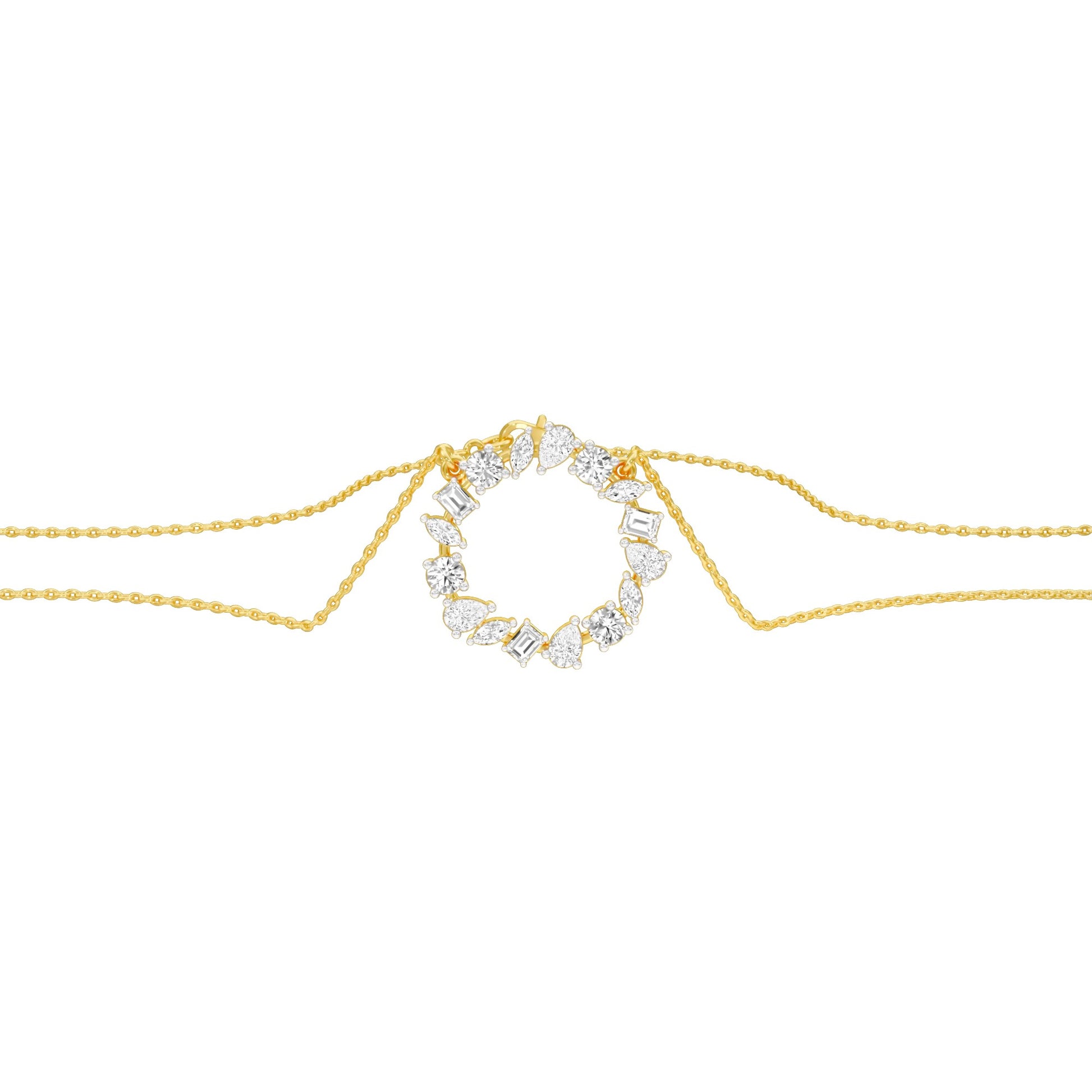 Fancy Wreath Diamond Pendant 18 KT / Yellow Gold