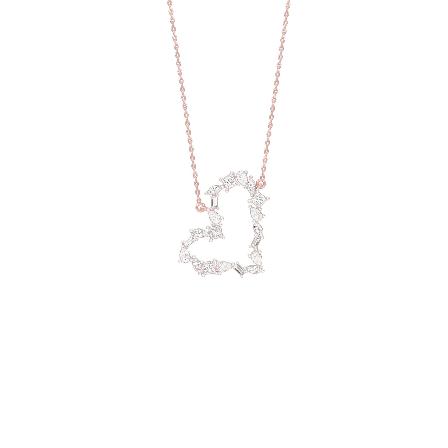 Dangling Heart Diamond Pendant 18 KT / Rose Gold