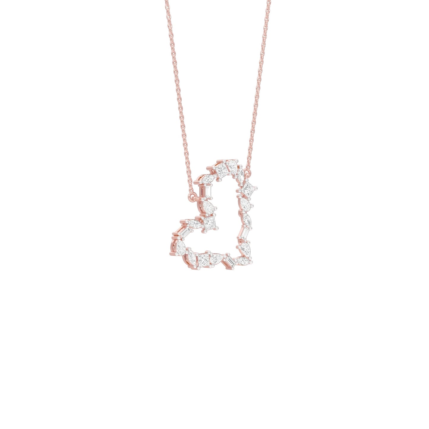 Dangling Heart Diamond Pendant 18 KT / Rose Gold