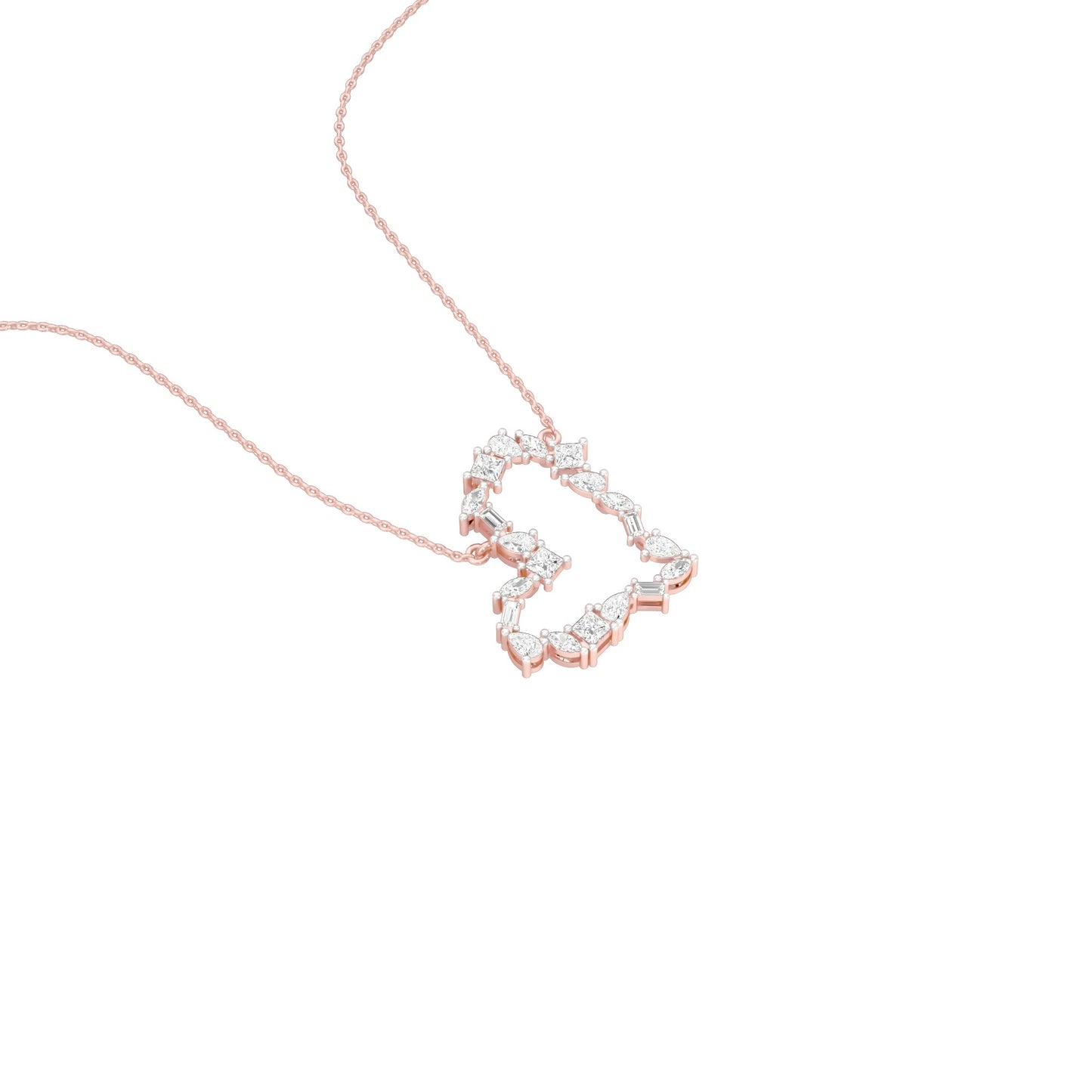 Dangling Heart Diamond Pendant 18 KT / Rose Gold