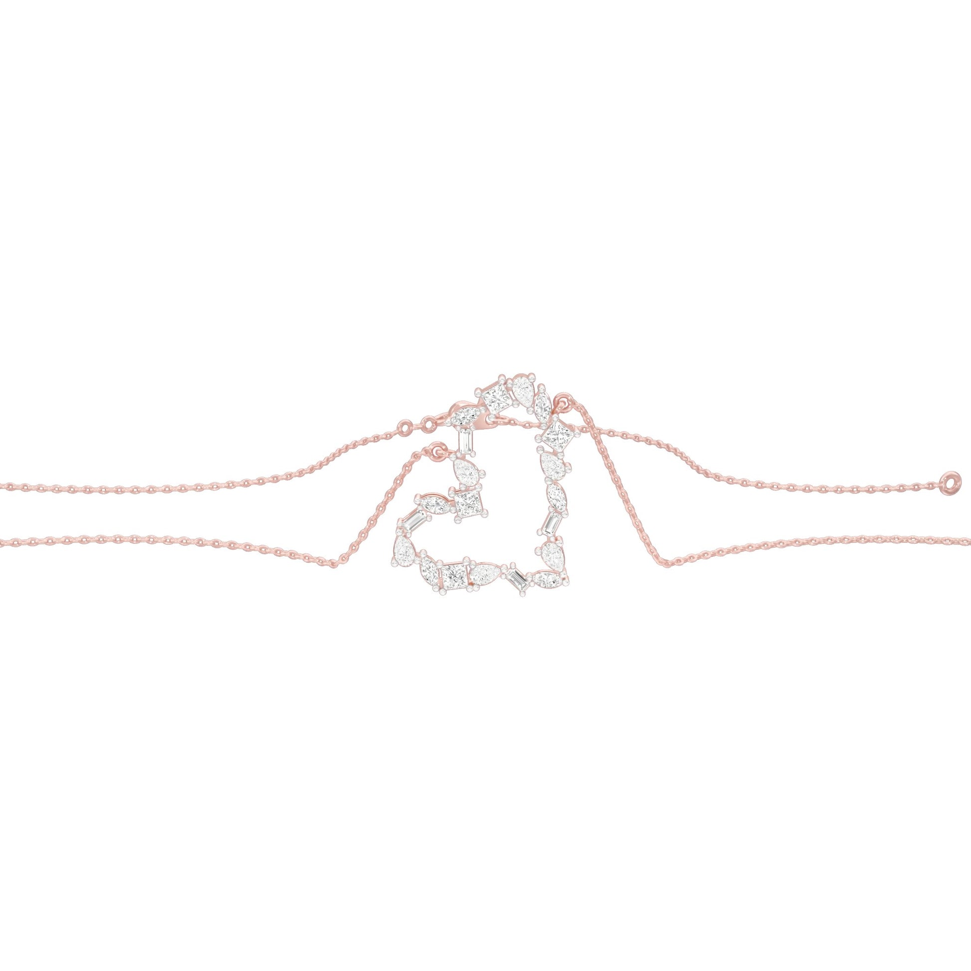 Dangling Heart Diamond Pendant 18 KT / Rose Gold