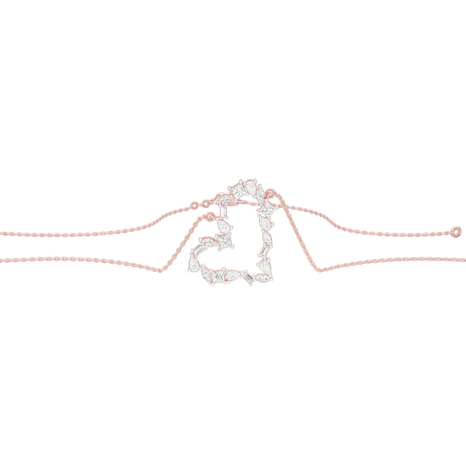 Dangling Heart Diamond Pendant 18 KT / Rose Gold