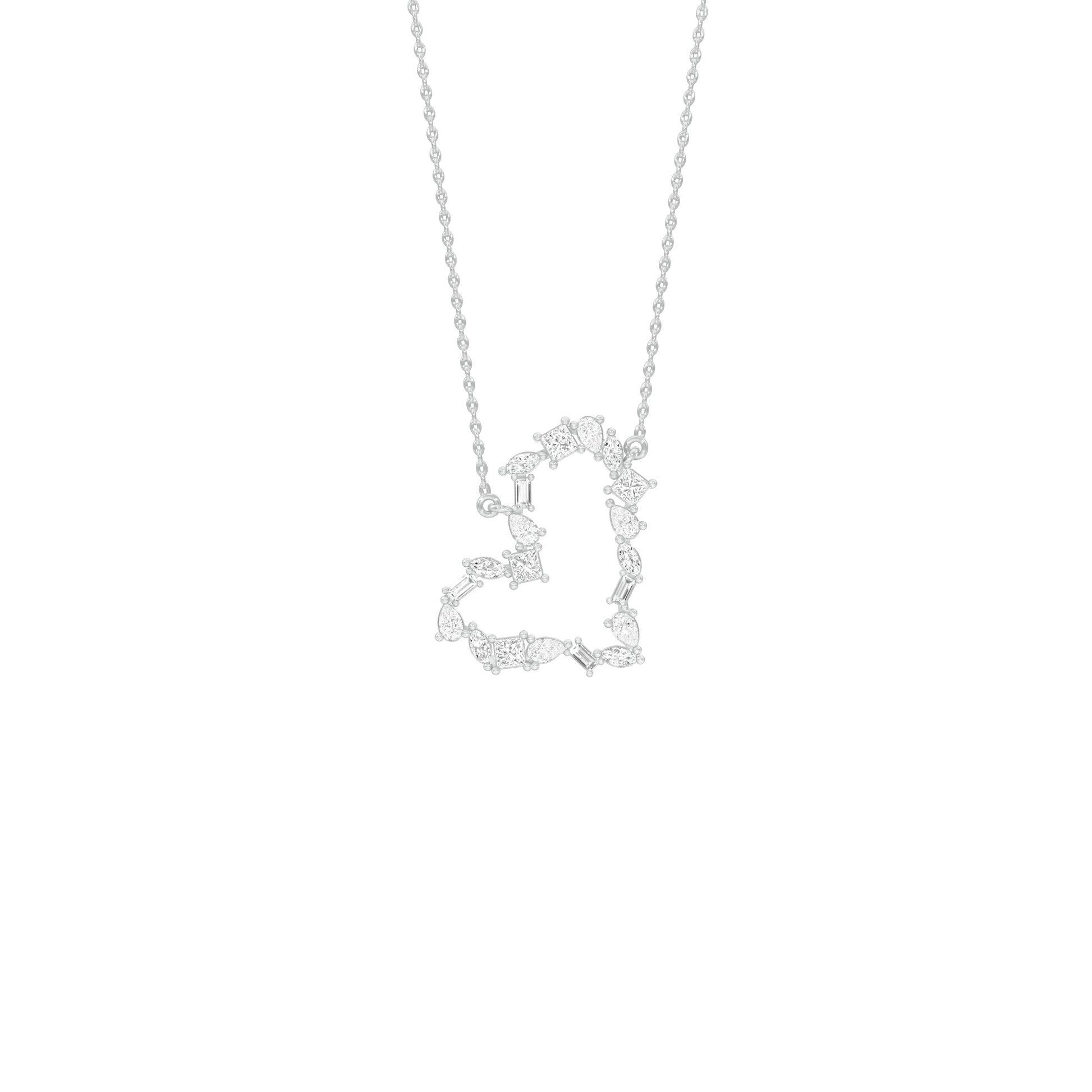 Dangling Heart Diamond Pendant 18 KT / White Gold