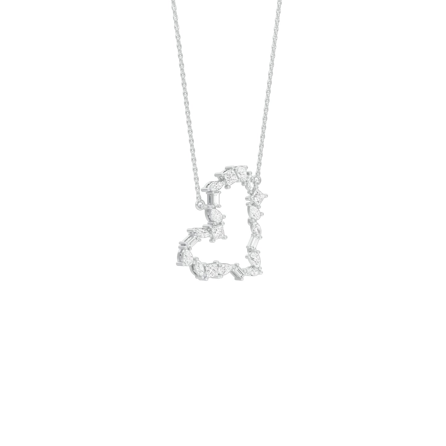 Dangling Heart Diamond Pendant 18 KT / White Gold