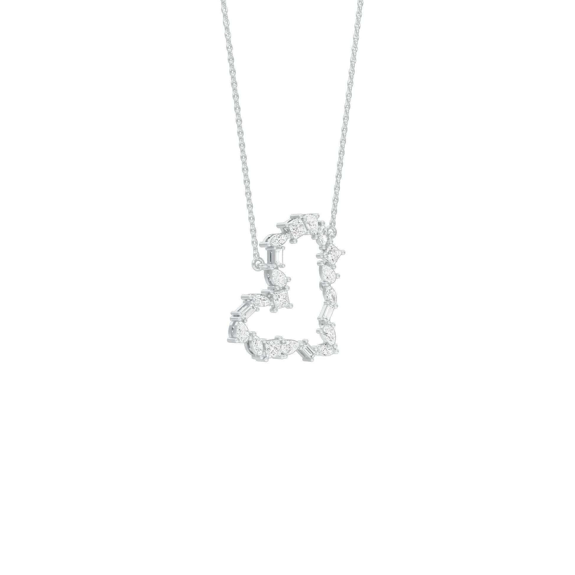 Dangling Heart Diamond Pendant 18 KT / White Gold