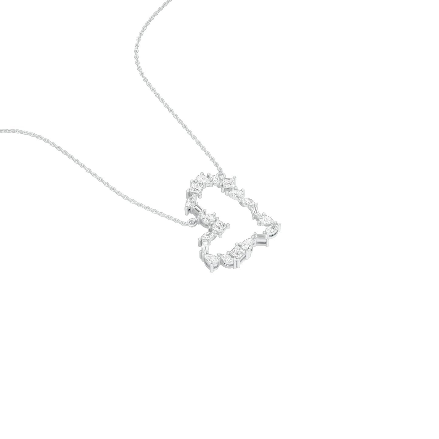 Dangling Heart Diamond Pendant 18 KT / White Gold