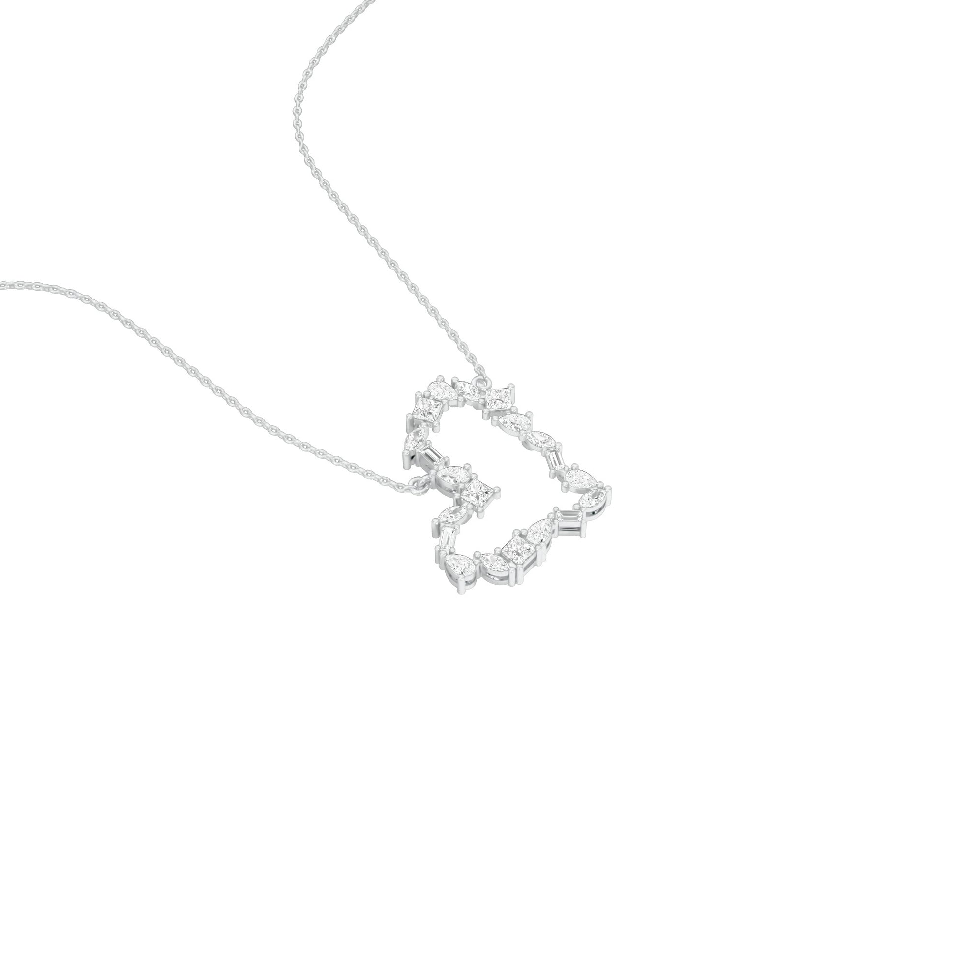 Dangling Heart Diamond Pendant 18 KT / White Gold