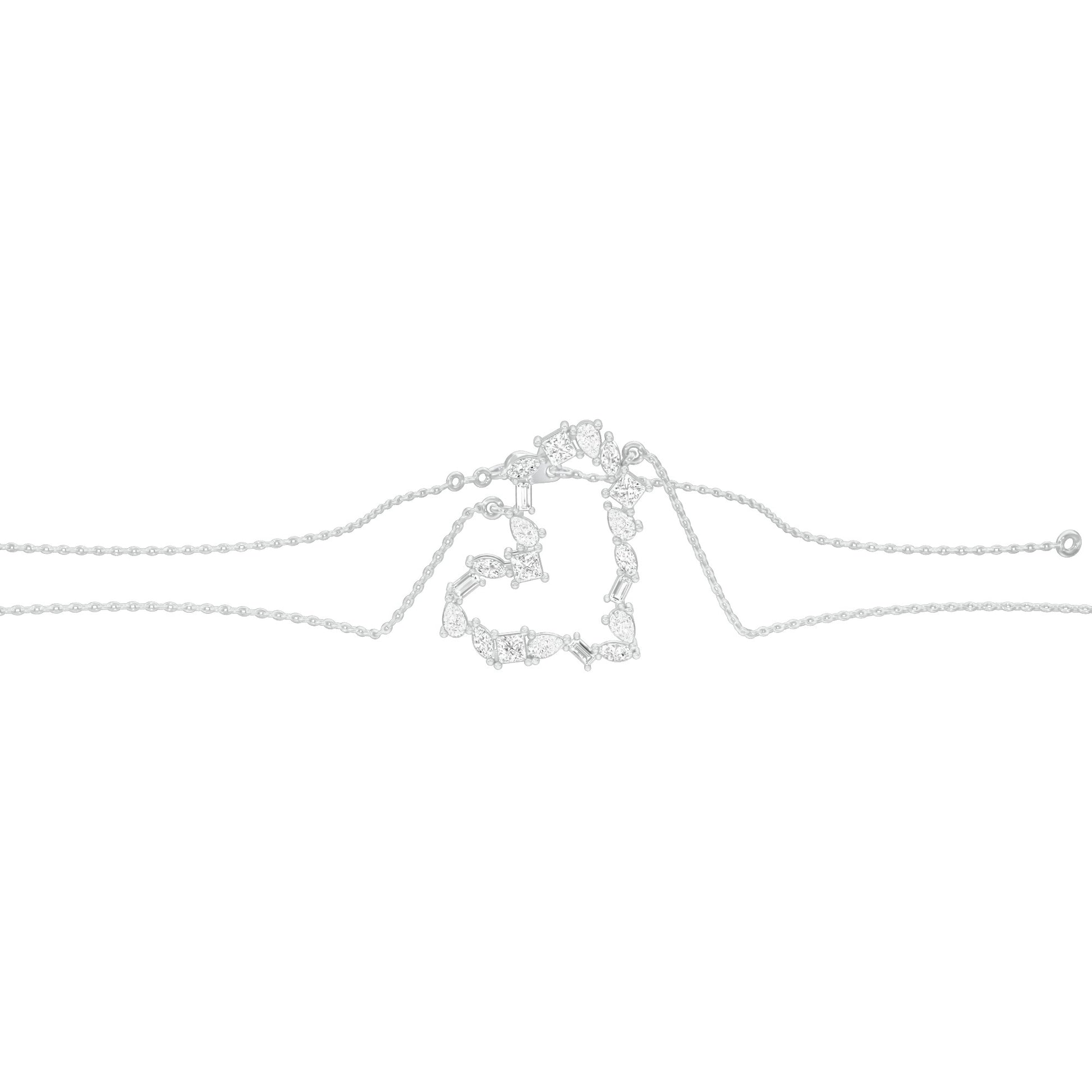 Dangling Heart Diamond Pendant 18 KT / White Gold