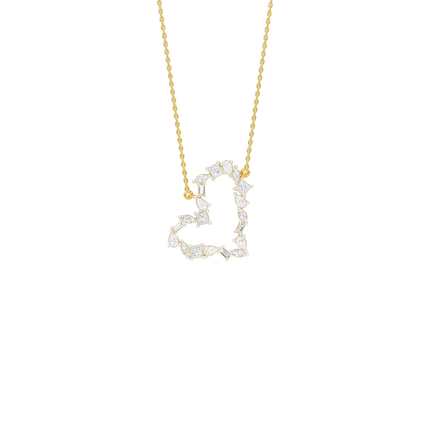 Dangling Heart Diamond Pendant 18 KT / Yellow Gold