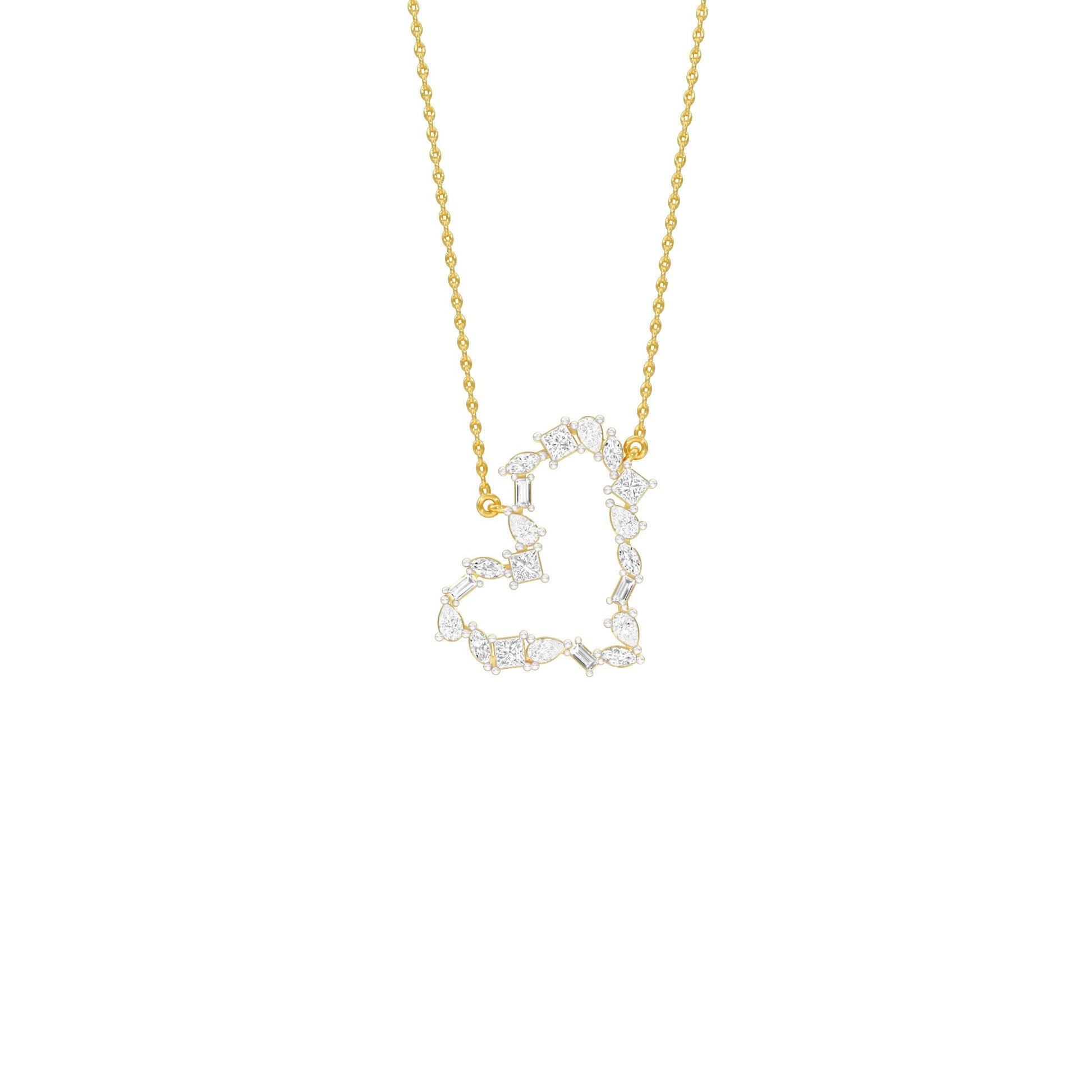 Dangling Heart Diamond Pendant 18 KT / Yellow Gold