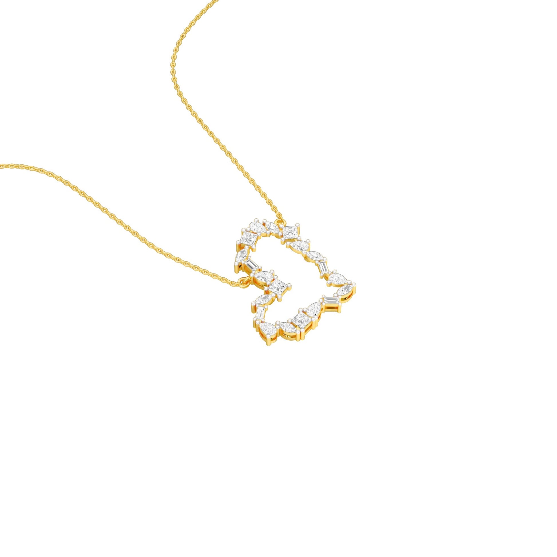 Dangling Heart Diamond Pendant 18 KT / Yellow Gold