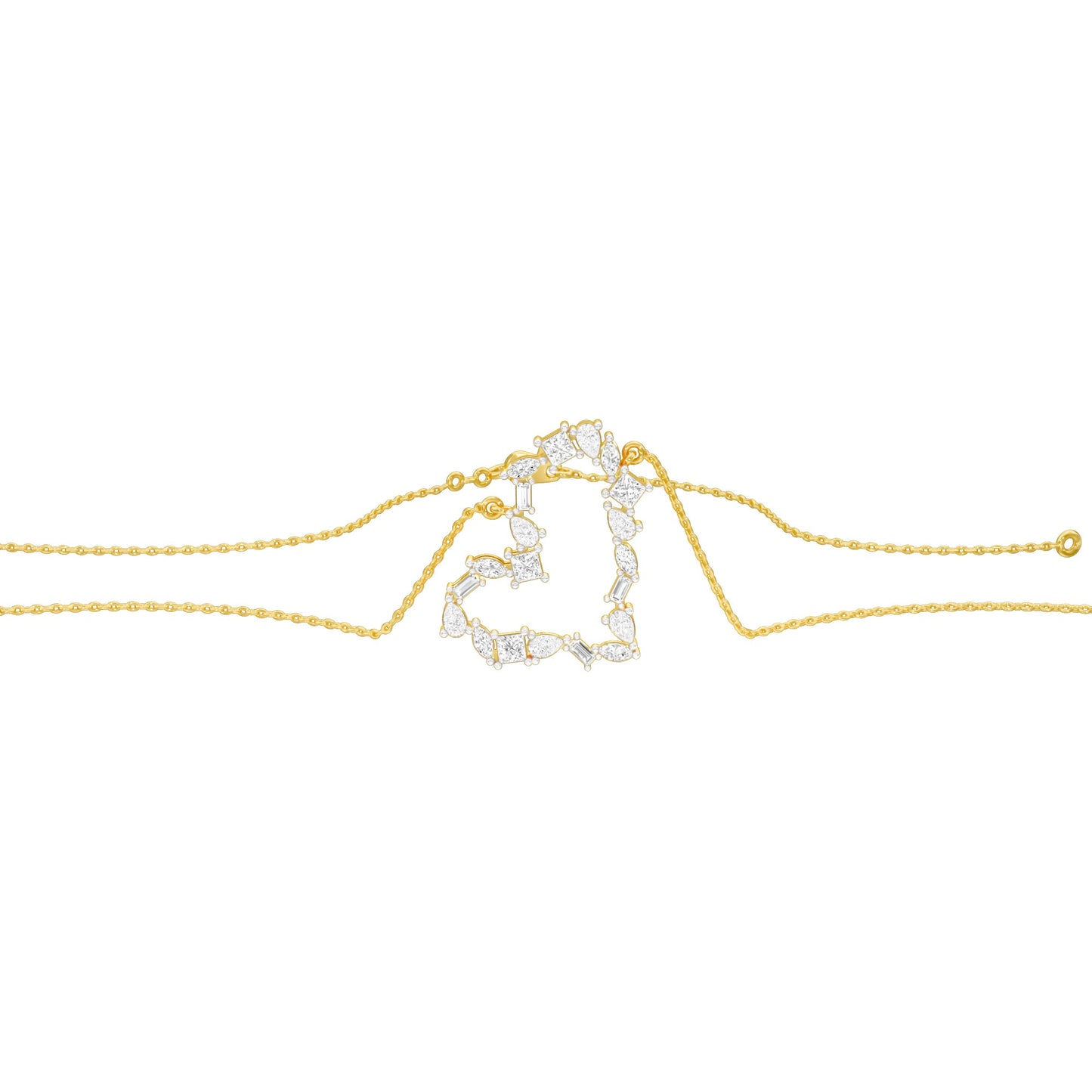 Dangling Heart Diamond Pendant 18 KT / Yellow Gold