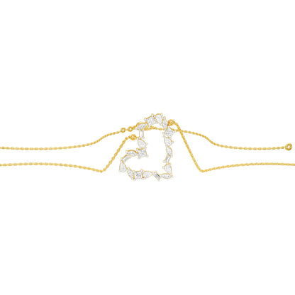 Dangling Heart Diamond Pendant 18 KT / Yellow Gold