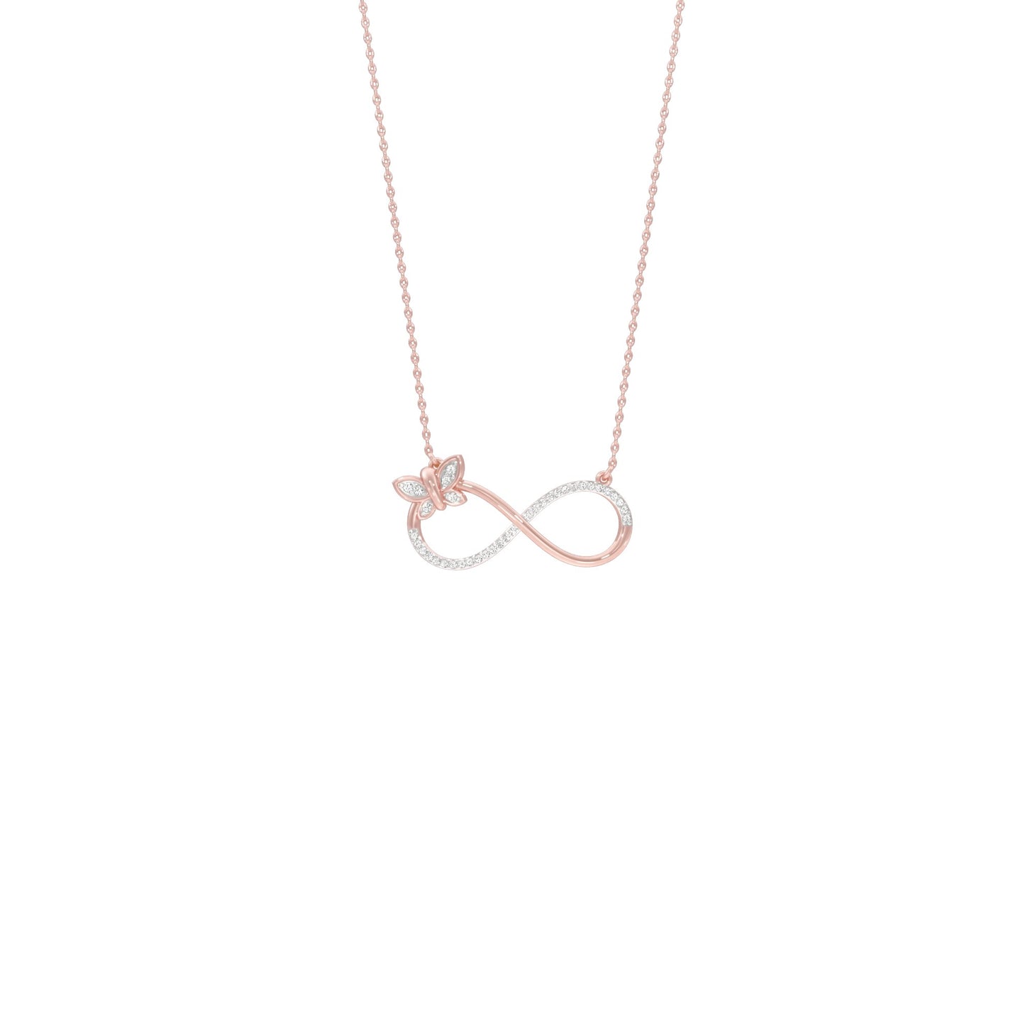 Butterfly Infinity Diamond Pendant 18 KT / Rose Gold